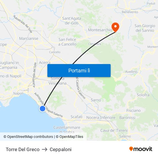 Torre Del Greco to Ceppaloni map