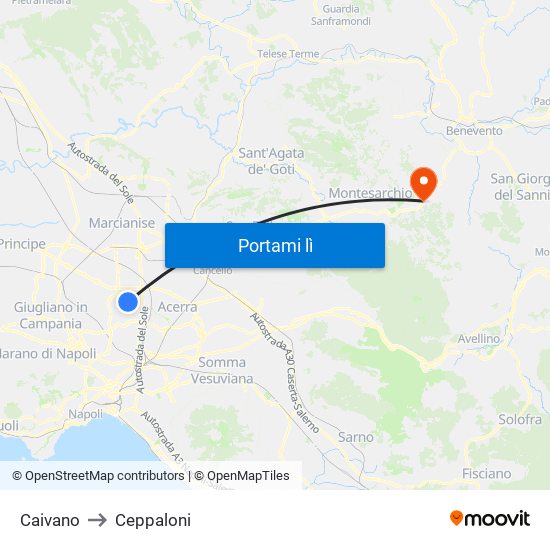 Caivano to Ceppaloni map