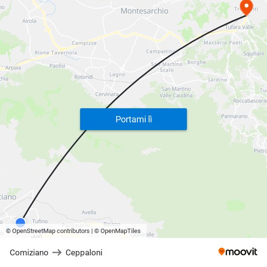 Comiziano to Ceppaloni map