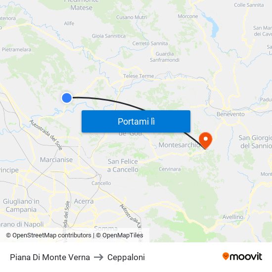 Piana Di Monte Verna to Ceppaloni map