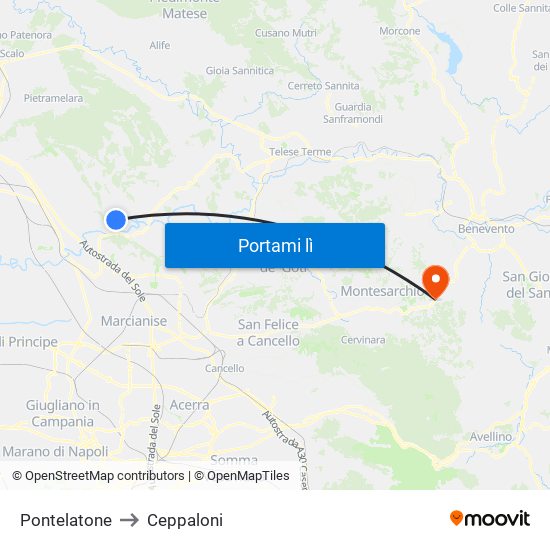 Pontelatone to Ceppaloni map