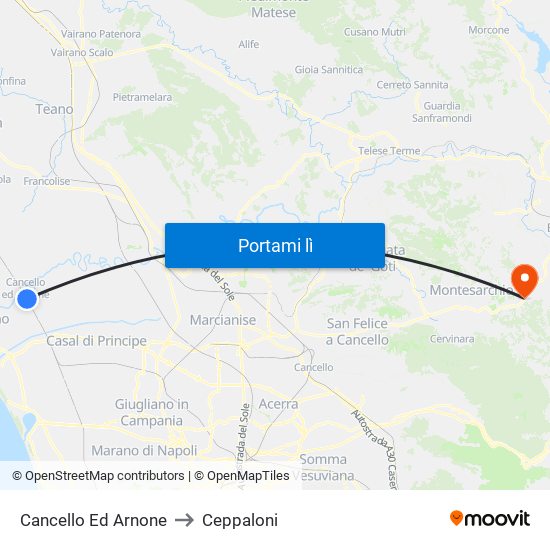 Cancello Ed Arnone to Ceppaloni map