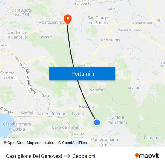 Castiglione Del Genovesi to Ceppaloni map