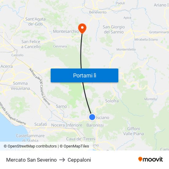 Mercato San Severino to Ceppaloni map