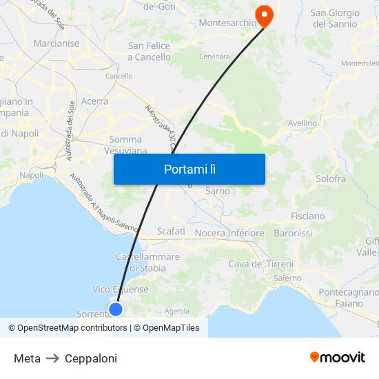 Meta to Ceppaloni map