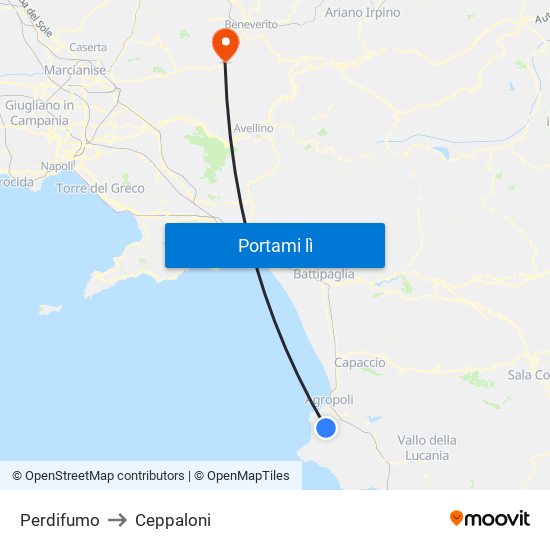 Perdifumo to Ceppaloni map