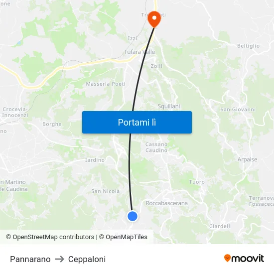 Pannarano to Ceppaloni map