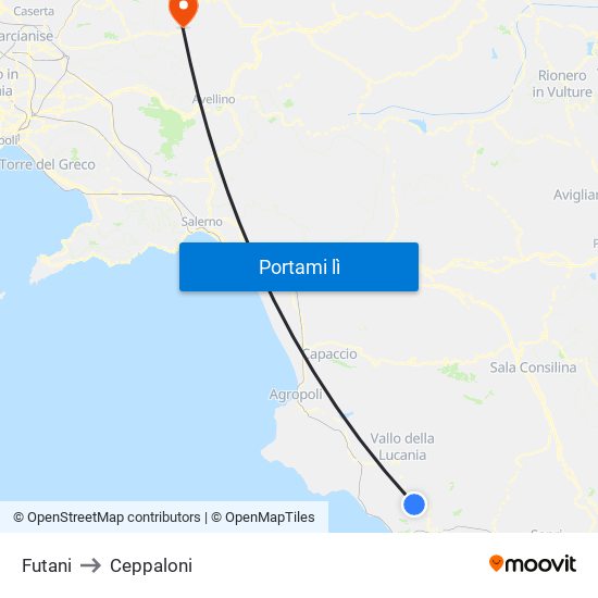 Futani to Ceppaloni map