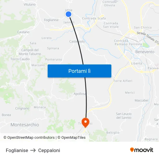 Foglianise to Ceppaloni map