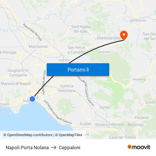 Napoli Porta Nolana to Ceppaloni map