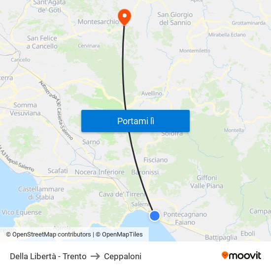 Della Libertà - Trento to Ceppaloni map