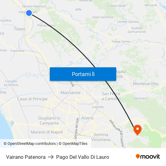 Vairano Patenora to Pago Del Vallo Di Lauro map