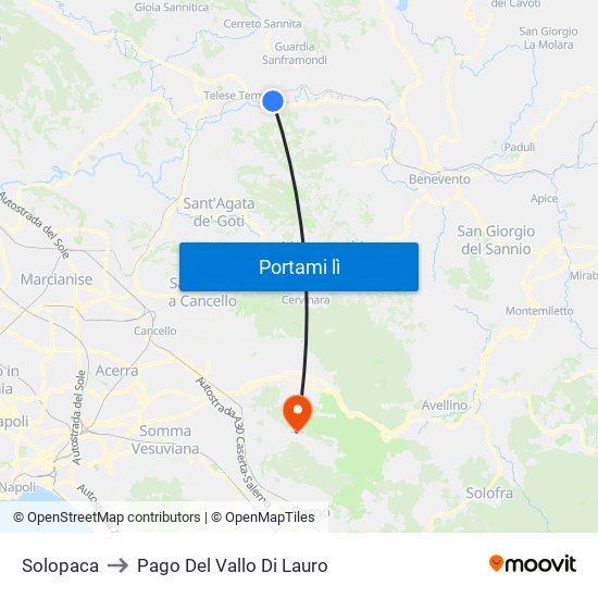 Solopaca to Pago Del Vallo Di Lauro map