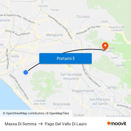 Massa Di Somma to Pago Del Vallo Di Lauro map