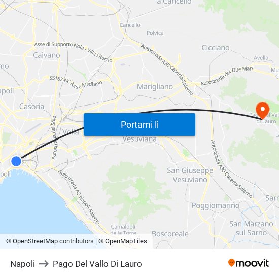 Napoli to Pago Del Vallo Di Lauro map