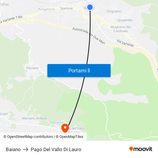 Baiano to Pago Del Vallo Di Lauro map