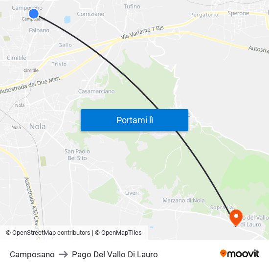 Camposano to Pago Del Vallo Di Lauro map