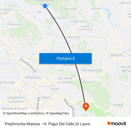 Piedimonte Matese to Pago Del Vallo Di Lauro map