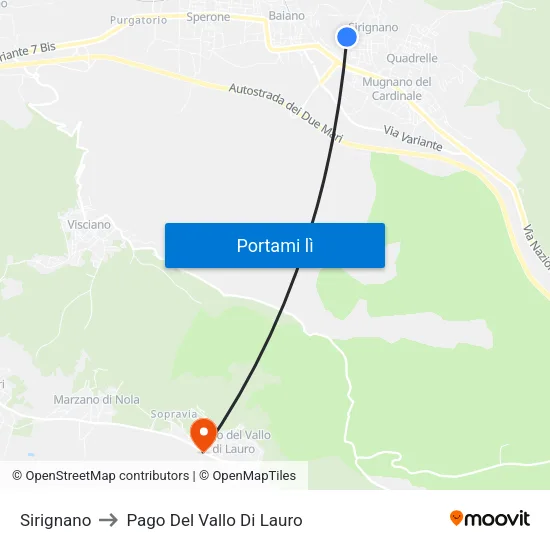 Sirignano to Pago Del Vallo Di Lauro map