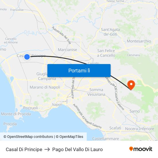 Casal Di Principe to Pago Del Vallo Di Lauro map