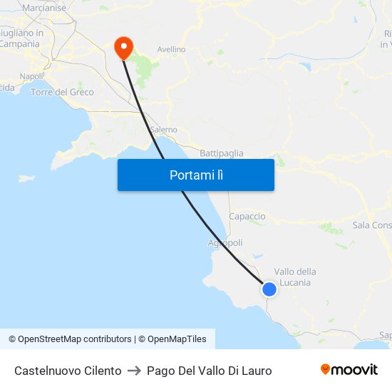 Castelnuovo Cilento to Pago Del Vallo Di Lauro map