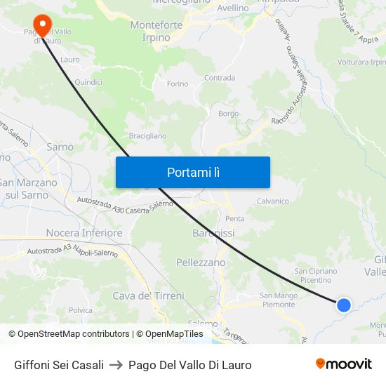 Giffoni Sei Casali to Pago Del Vallo Di Lauro map