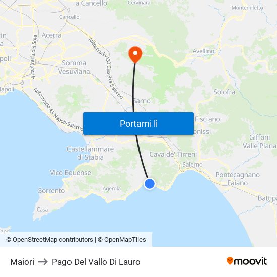 Maiori to Pago Del Vallo Di Lauro map