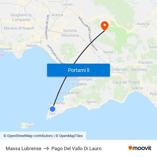 Massa Lubrense to Pago Del Vallo Di Lauro map