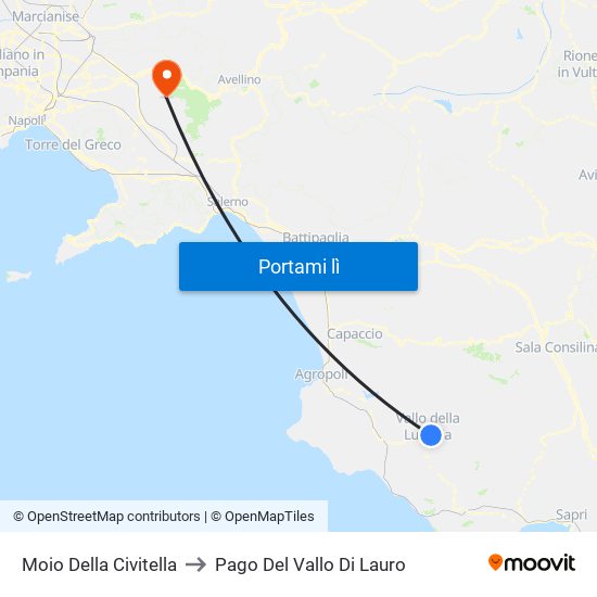 Moio Della Civitella to Pago Del Vallo Di Lauro map