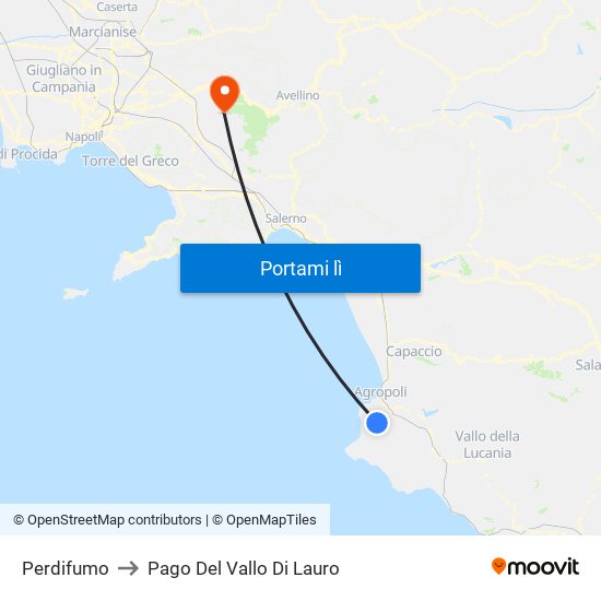 Perdifumo to Pago Del Vallo Di Lauro map