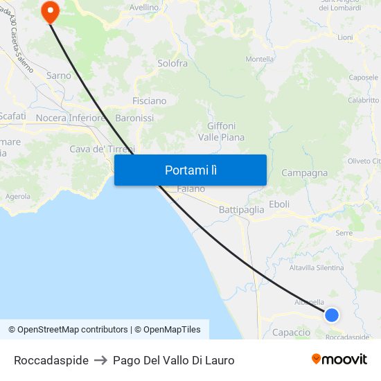 Roccadaspide to Pago Del Vallo Di Lauro map