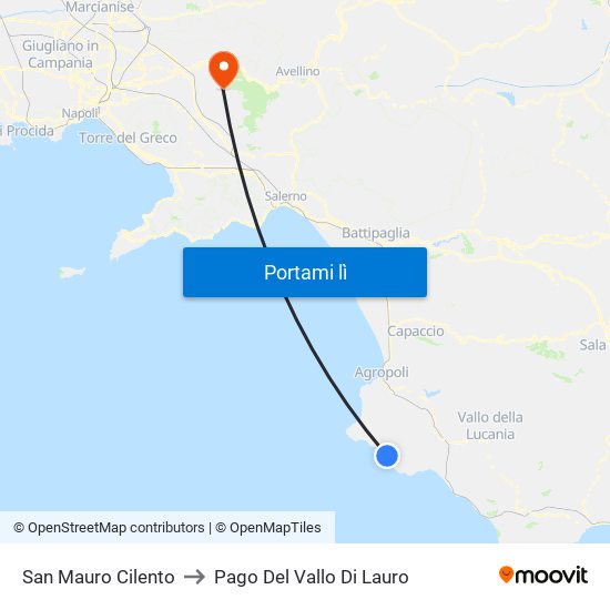 San Mauro Cilento to Pago Del Vallo Di Lauro map