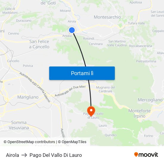 Airola to Pago Del Vallo Di Lauro map