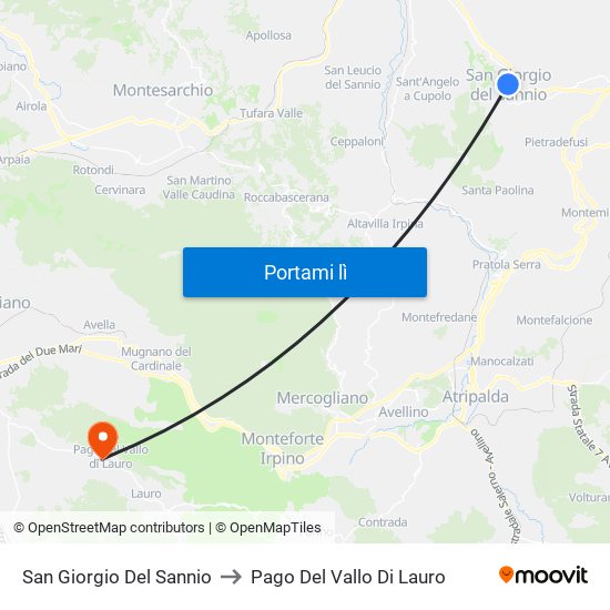 San Giorgio Del Sannio to Pago Del Vallo Di Lauro map