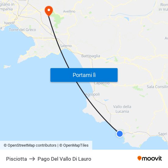 Pisciotta to Pago Del Vallo Di Lauro map