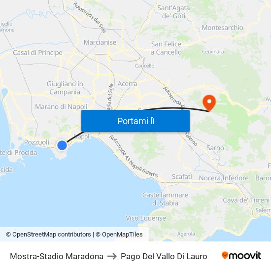 Mostra-Stadio Maradona to Pago Del Vallo Di Lauro map