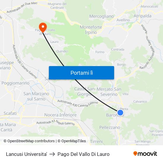 Lancusi Universita' to Pago Del Vallo Di Lauro map