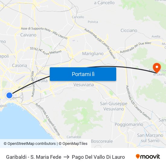 Garibaldi - S. Maria Fede to Pago Del Vallo Di Lauro map