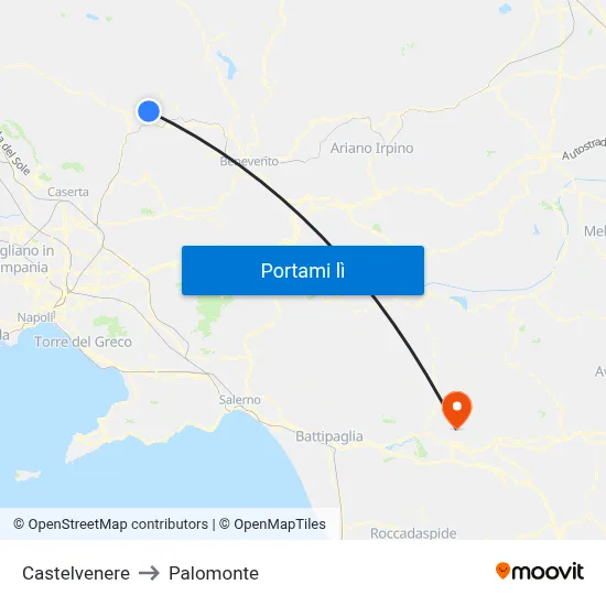 Castelvenere to Palomonte map