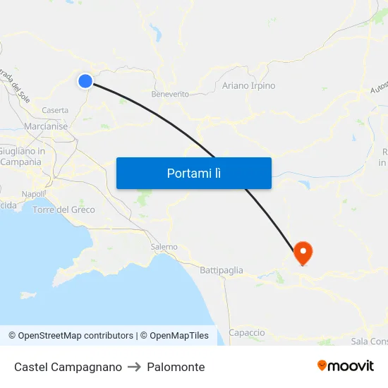 Castel Campagnano to Palomonte map