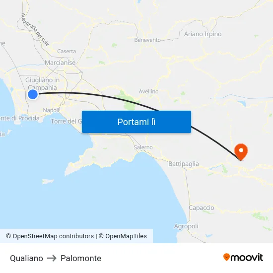 Qualiano to Palomonte map