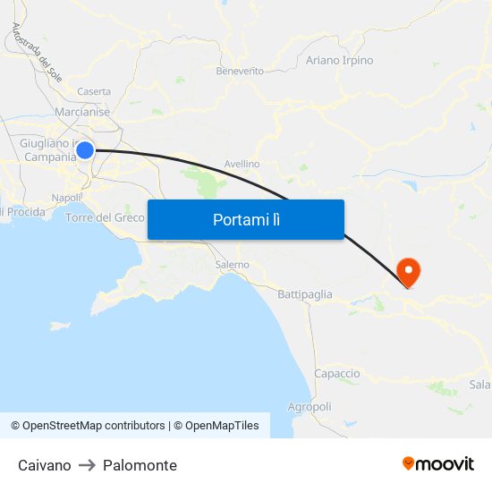 Caivano to Palomonte map