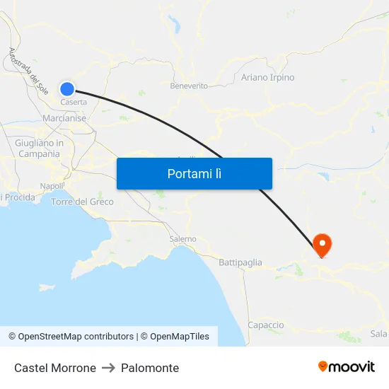 Castel Morrone to Palomonte map