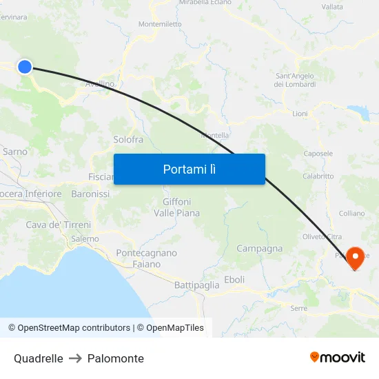 Quadrelle to Palomonte map