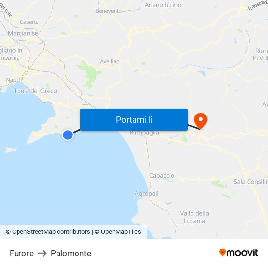 Furore to Palomonte map