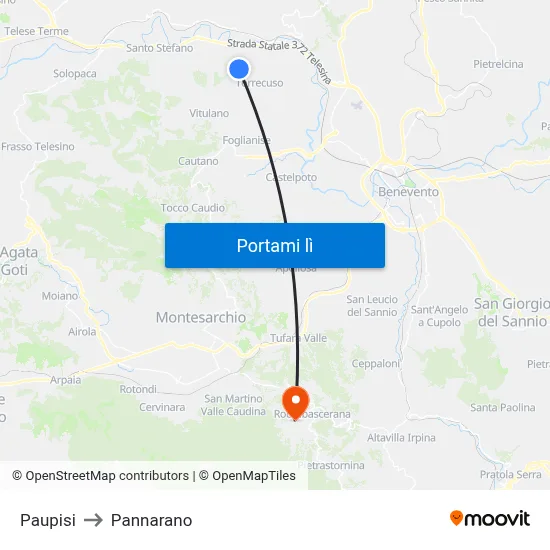 Paupisi to Pannarano map