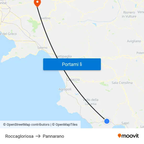Roccagloriosa to Pannarano map
