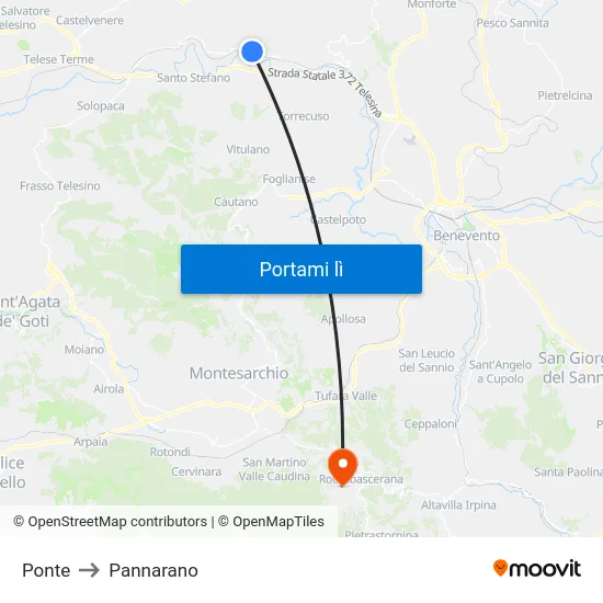 Ponte to Pannarano map