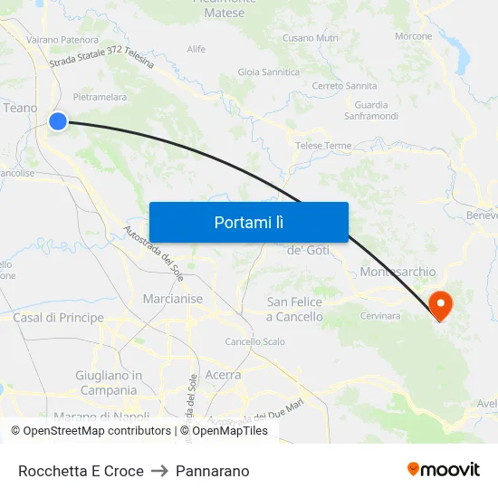 Rocchetta E Croce to Pannarano map