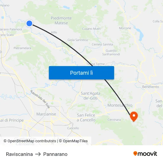 Raviscanina to Pannarano map